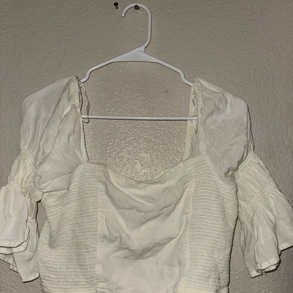 Patrons of Peace Cream Puff Sleeve Ruched Blouse